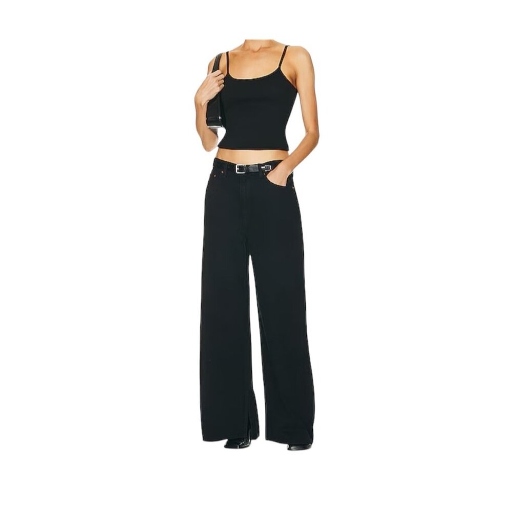 Re/Done Womens Black Flow Low Rider Loose Jeans Size 25